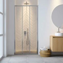 Sealskin Hooked Driedelige Schuifdeur 85x200 Cm, 6 Mm Helder Veiligheidsglas Met Antikalklaag Zilver Hoogglans