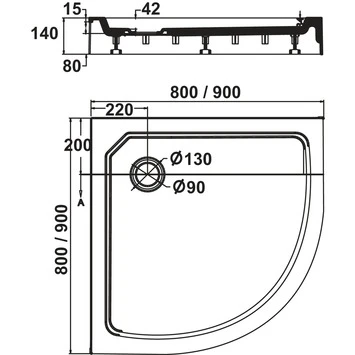 Sealskin Douchebak Fusion Kwartrond Opbouw 80x80x14 Cm Wit - Afbeelding 2