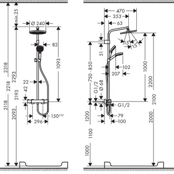Hansgrohe Regendoucheset Met Thermostatische Douchekraan Crometta S240 Varia - Afbeelding 2